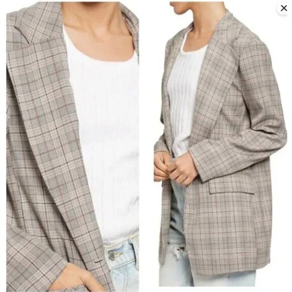 Know One Cares Plaid Blazer Small Oversized Academia Fall Preppy Capsule Career - Picture 2 of 9